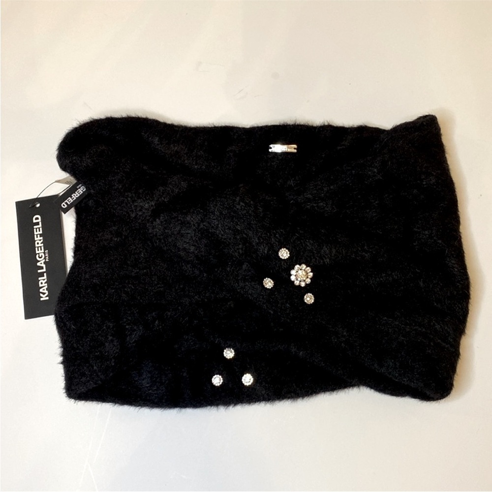 Karl Lagerfeld Paris Jewelry Box Loop Infinity Scarf Black New - Picture 4 of 10